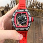 Swiss Grade 1 Richard Mille Rm055 Diamond Watch - V2 version - Red Rubber Strap